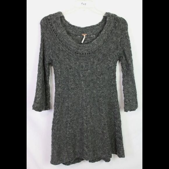 FREE PEOPLE CHUNKY CABLE KNIT BELL SLEEVE SWEATER DRESS SIZE SMALL - Picture 1 of 6